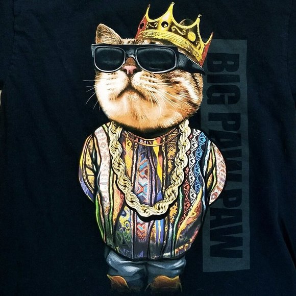 FRUIT OF THE LOOM Men Black BIG PAW PAW Gangsta Rap Hip Hop Big Poppa T-Shirt Sm - Picture 2 of 12